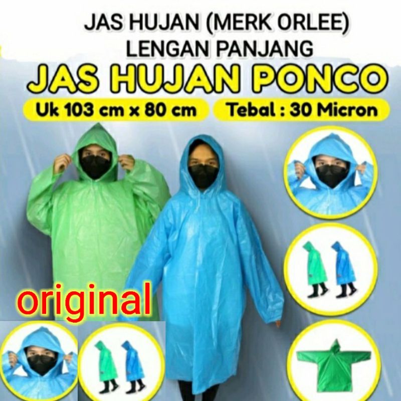 0JAS HUJAN PONCO ORLEE, JAS HUJAN LENGAN PANJANG ORIGINAL KWALITAS TEBAL