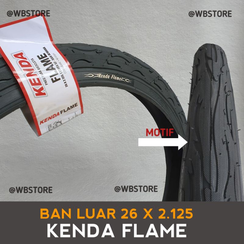 Ban Luar Sepeda MTB 26 x 2.125 KENDA FLAME / Ban MTB 26 x 2 125 Motif Halus Untuk Sepeda 26 Nylon