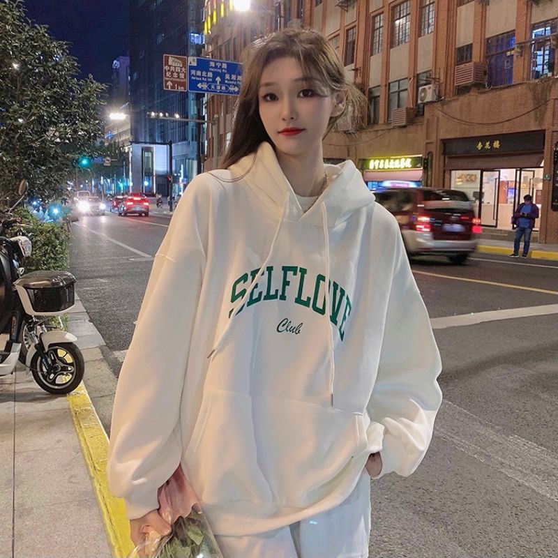 Hoodie OVERSIZED Korean Style ( S - 6XL ) SELF LOVE Quotes Jacket Boy Girl Peach Bigsize Jumbo Fleece Premium
