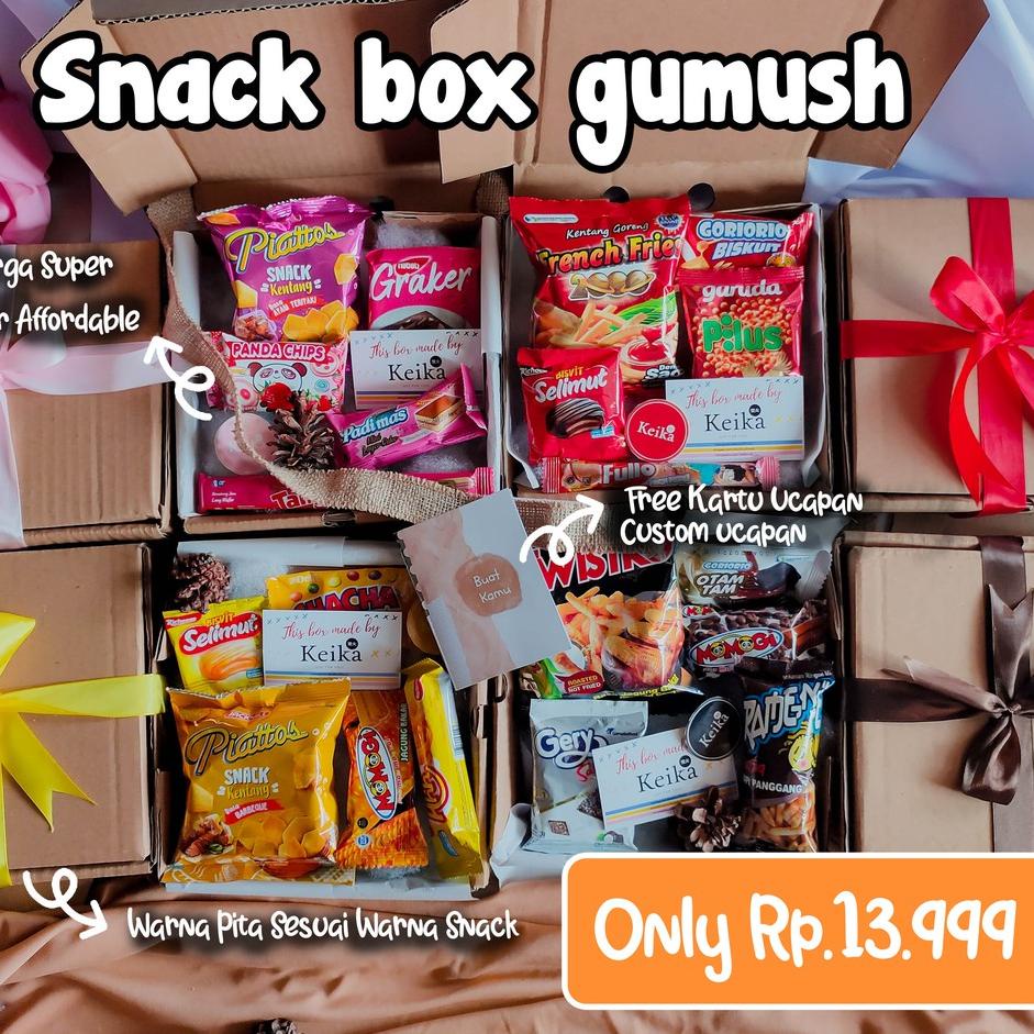 

Ready Stok Snack Box Gumush Hampers Gift Ultah Kado Cewek Cowok Warna Hitam Pink Merah Kuning Snackbox Lebaran