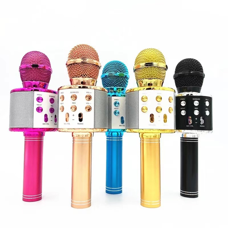 Microphone WS858 Karaoke Mic Bluetooth Speaker Mike ws 858 Mikropon Blutut karaoke wireless Sepiker smule mix cocok untuk semua Handphone karoke mice Youtuber smulle Suara Bagus Tanpa Kabel Bagus Kraoke Portable