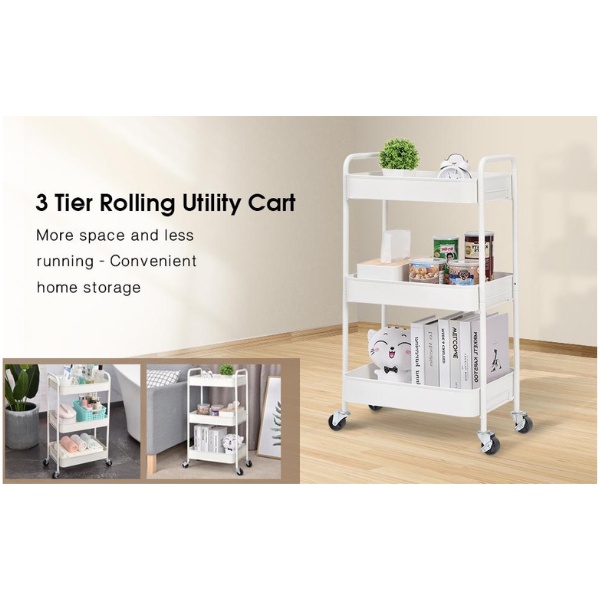 Rak Troli Serbaguna Rak Beroda Rak Dapur Stainless Rak Penyimpanan 3/4/5 Tingkat Rak Kamar Tidur Kamar Mandi Dengan Roda