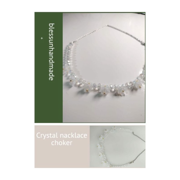 crystal necklace choker flower beads by blessun handmade / kalung hijab mutiara / kalung manik