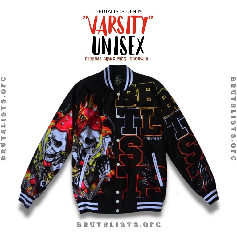 BRUTALISTS - Jaket Jacket Baseball Varsity Ghost Rider Pria Wanita Cewek Cowok