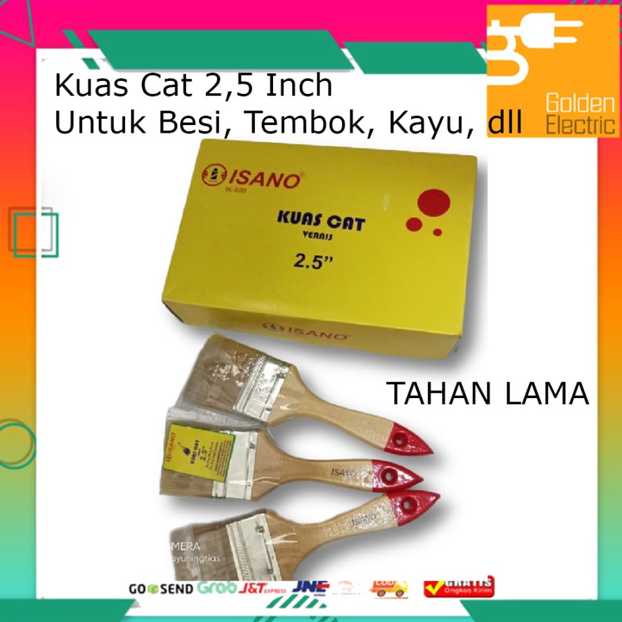 Isano Kuas Cat Tembok 2.5&quot; 2,5&quot; 2,5 2.5 &quot; inch Besi Gagang Kayu Dinding