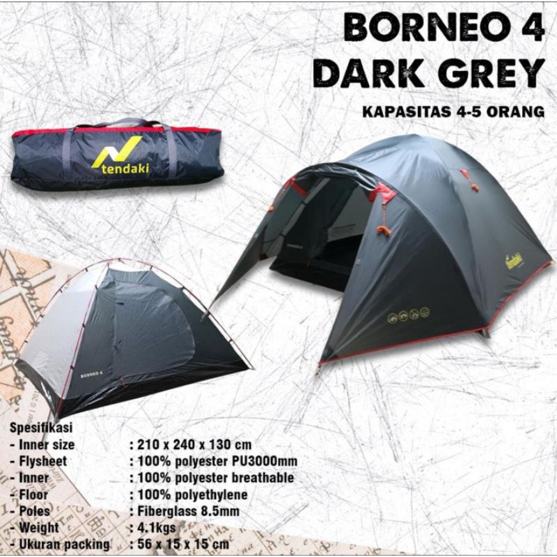 Jual Tenda Camping Tendaki Borneo Dan Borneo Tenda Dome Double Layer Gunung Hiking Pendaki