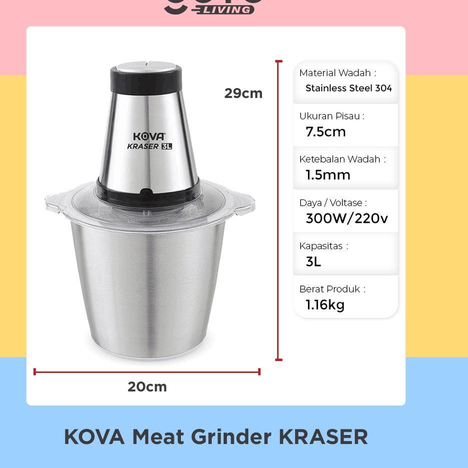 dS Goto Kova Meat Grinder Kraser 3L Blender Food Chopper Penggiling Daging Sayur qJ Model Baru