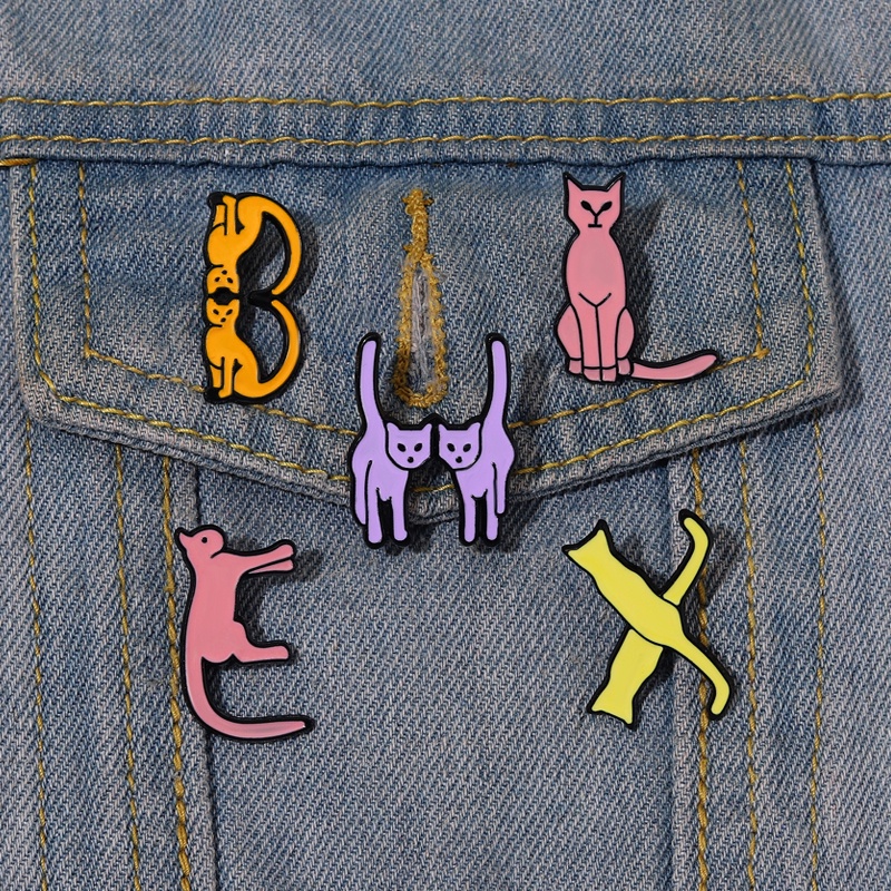 Lucu Alfabet Kucing Enamel Pin Lucu Kitten Bros Lencana Kerah Pin Kartun Hewan Lencana Perhiasan Hadiah Kekasih Kucing Untuk Teman
