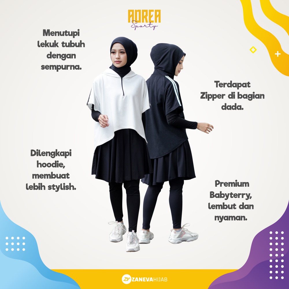 Adrea Sporty l Hoodie Olahraga Muslimah l Hoodie Wanita l Sportwear Zaneva l Olahraga Lari Bersepeda Workout Jogging