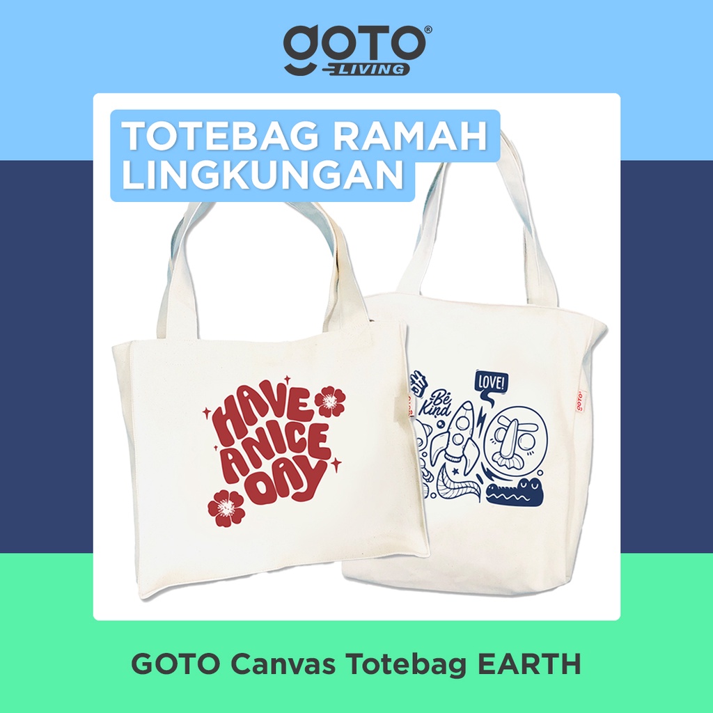 Goto Earth Totebag Tas Jinjing Kuliah Tote Bag Resleting Pria Wanita