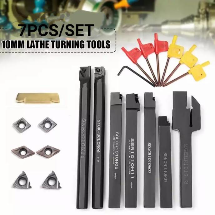 Holder Bubut Set Pahat Bubut 1010 10MM.Mesin BV20 Set Insert Carbide selalu promo