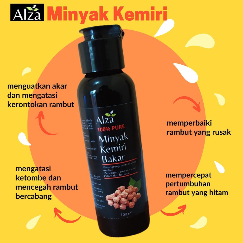 Alza Minyak Kemiri Bakar &amp; Minyak Kemiri Murni Black Gold 100ml 60ml 30ml Penumbuh Rambut Bayi Dan Dewasa Penyubur Rambut Pelebat Rambut Serum Rambut Rontok Rusak Botak Penumbuh Brewok Jambang Kumis Alis Bulu Mata