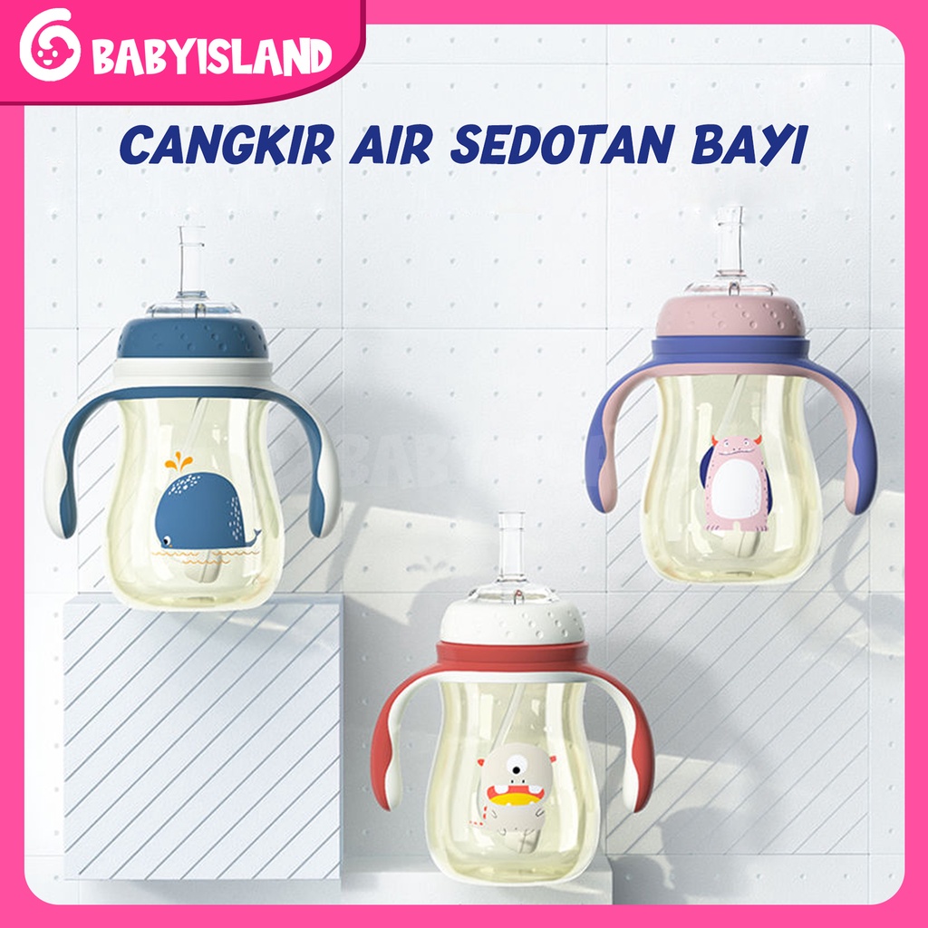 1 Cangkir 3 Botol Susu Bayi PPSU | Bayi Baru Lahir Feeding Bottle | Botol Minum Dot Anti Kolik Bayi | Anti Jatuh dan Anti Tersedak 240 ml &amp; 300 ml