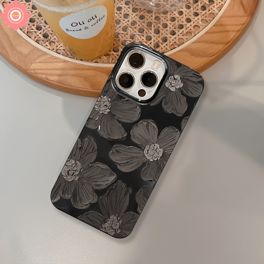 IPHONE Casing Bunga Lukisan Cat Minyak Retro Kompatibel Untuk Iphone11 7plus12 13 14 Pro Max 8Plus XR 78 14 Plus X XS Max SE 2020 Casing Halus Glossy Lembut Tpu Phone Back Cover