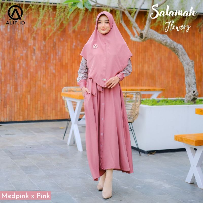 Gamis set/Dress set/Salamah Flowery By Alif ID