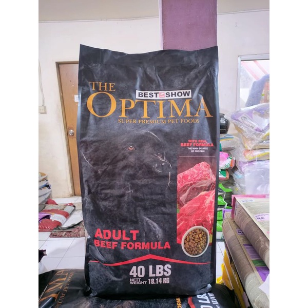 EXPEDISI Makanan Anjing Optima Adult Beef Formula 18,14KG / Dog Food Best In Show Optima Beef Formula