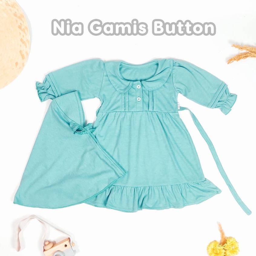 NIA BABY GAMIS BUTTON - GAMIS BAYI PEREMPUAN POLOS DENGAN KANCING
