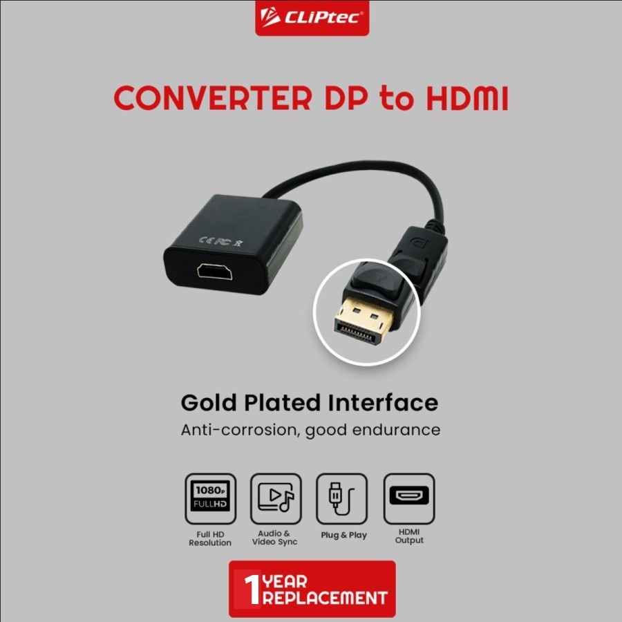 Converter Kabel CLIPtec CL-CC DH Display Port To HDMI