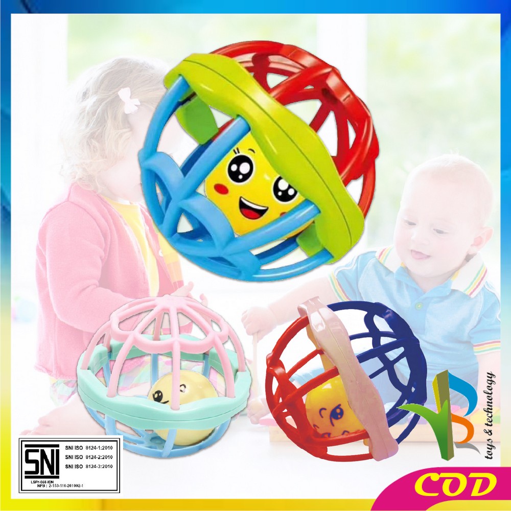 RB-M10 Mainan Bayi Bola Kerincingan Bahan Karet Lembut Teether Rattle Bayi | Baby Toys