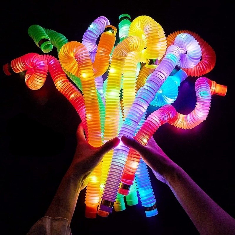 Light Up Pop Pipes - Mainan Pop Tube LED Viral Fidget Toys Pop UP Light Mainan Anak anak