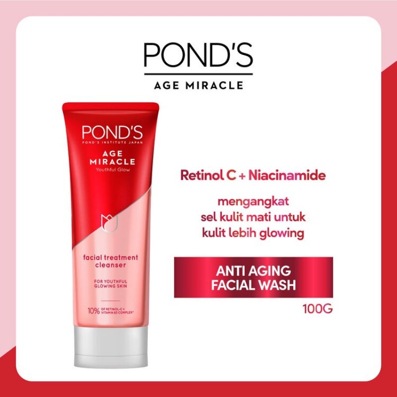 PONDS Age Miracle Facial Wash Anti Aging + Glowing with Retinol 100 Ml