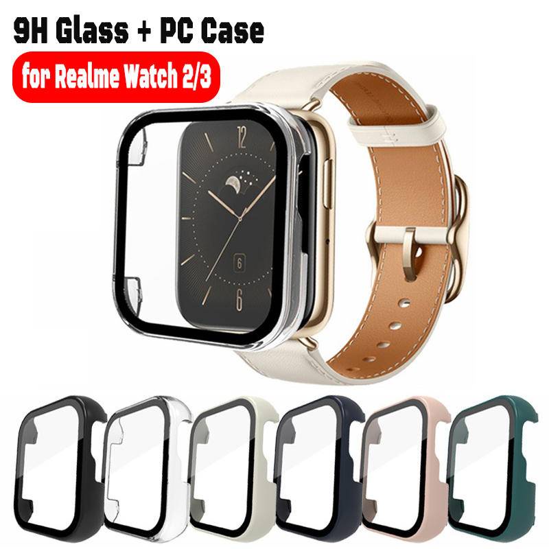 Pc Case+Kaca Untuk Realme Watch 2pro Pelindung Layar Bumper Frame Pelindung Kaca Cover Untuk Realme Watch T1 Shell Case