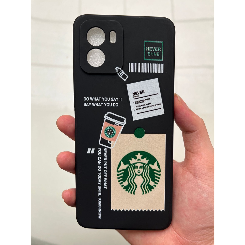 Softcase Starbucks Hitam For Vivo Y16 Y35 Y22 Oppo A57 A17 C30