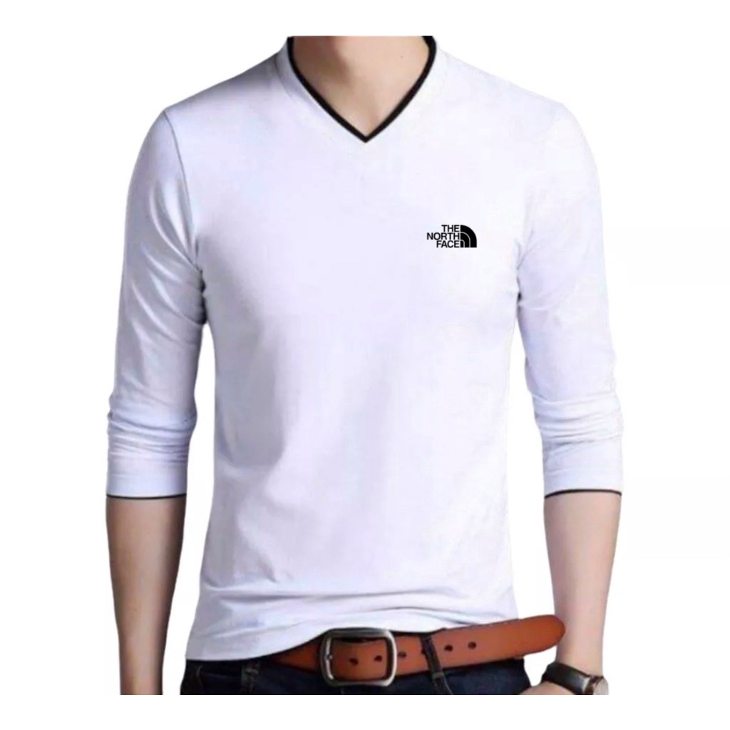 Kaos Distro Lengan Panjang Pria / Kaos Vneck Lengan Panjang Motif