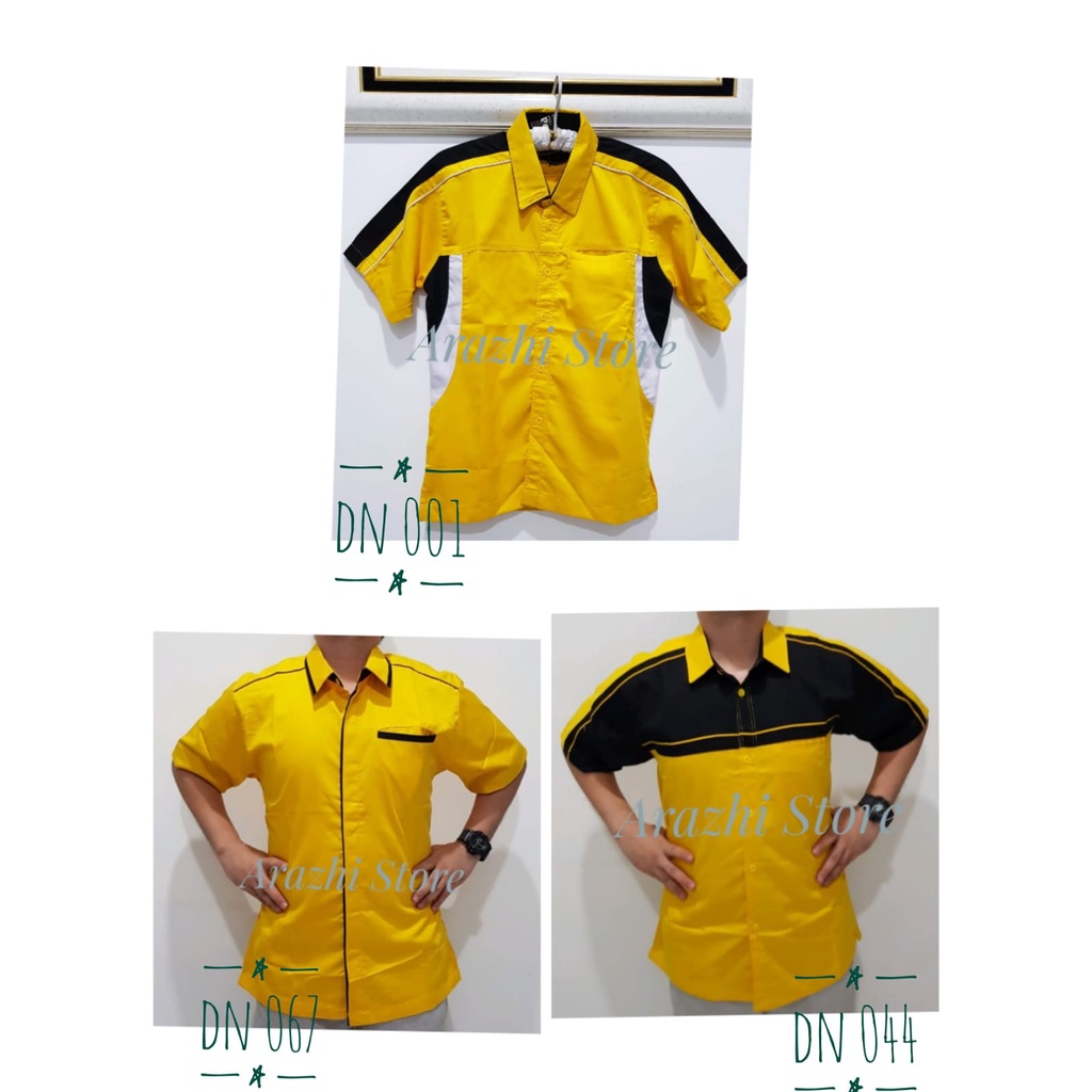 Seragam Kombinasi Seragam Kerja Hem Formal Pria Hem Kuning Pria Baju Kuning hitam Seragam Kantor Pri