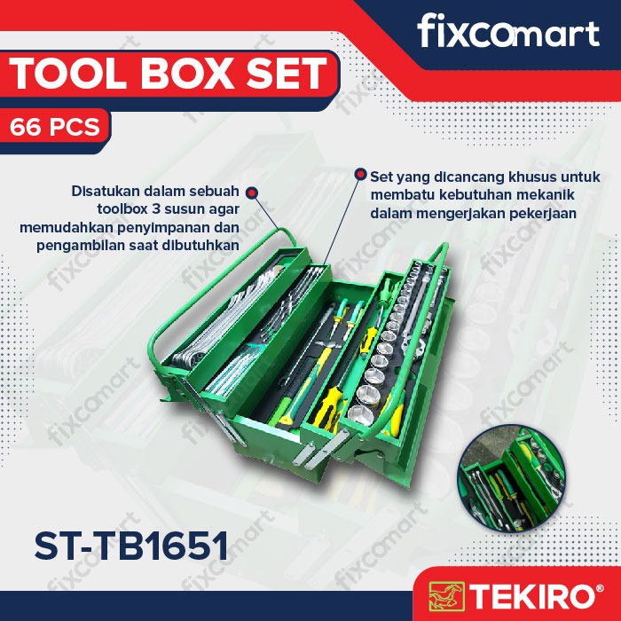 Tekiro Tool Box Set 66 Pcs / Tekiro Mechanic Tool Set 66 Pcs