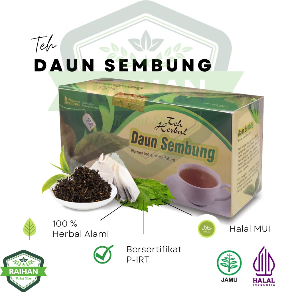 

Teh Daun Sembung TAzakka Obat Lambung dan Ginjal Teh Daun Sembung Herbal Tazakka isi 20 Kantung Teh Celup HALAL dan Sudah BPOM