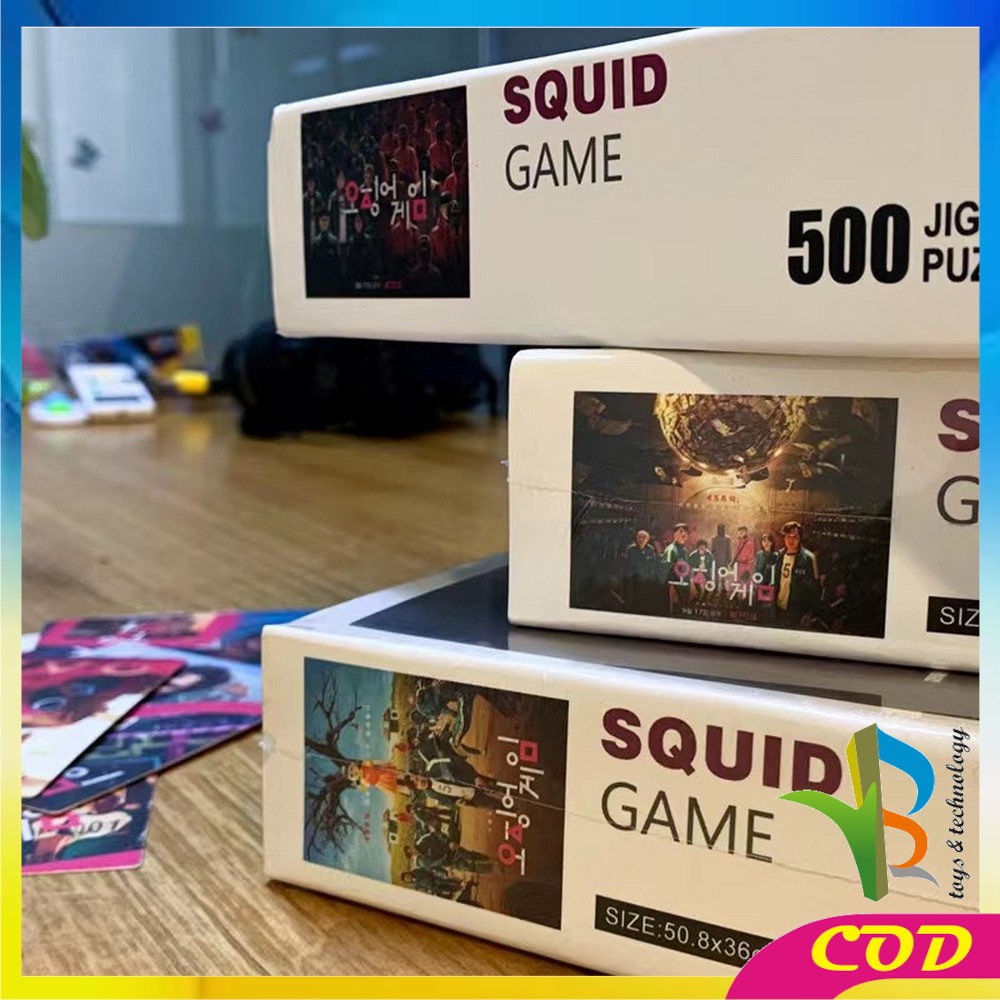 RB-M220 Jigsaw Puzzle Squid Game ISI 500PCS Dekorasi Ruangan Mainan Puzzle Edukasi Anak Susun Gambar Squid Game Card