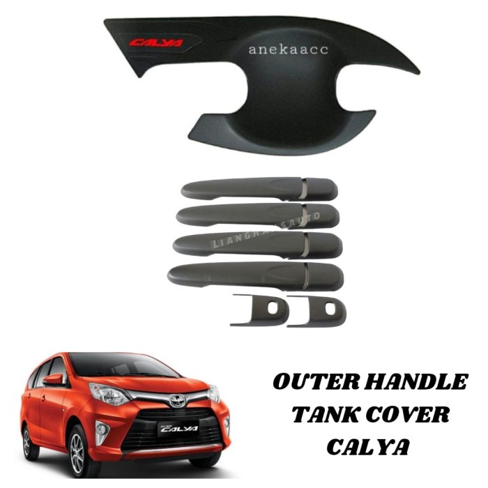 Paket Cover Handle + Outer Handle Cover Toyota Calya Elegant Hitam #Original