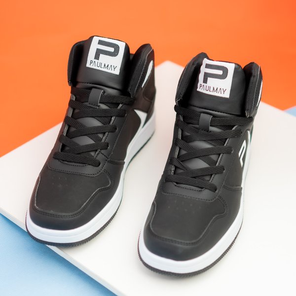 Paulmay - Sepatu Sneakers Pria Lisbon High - Black White