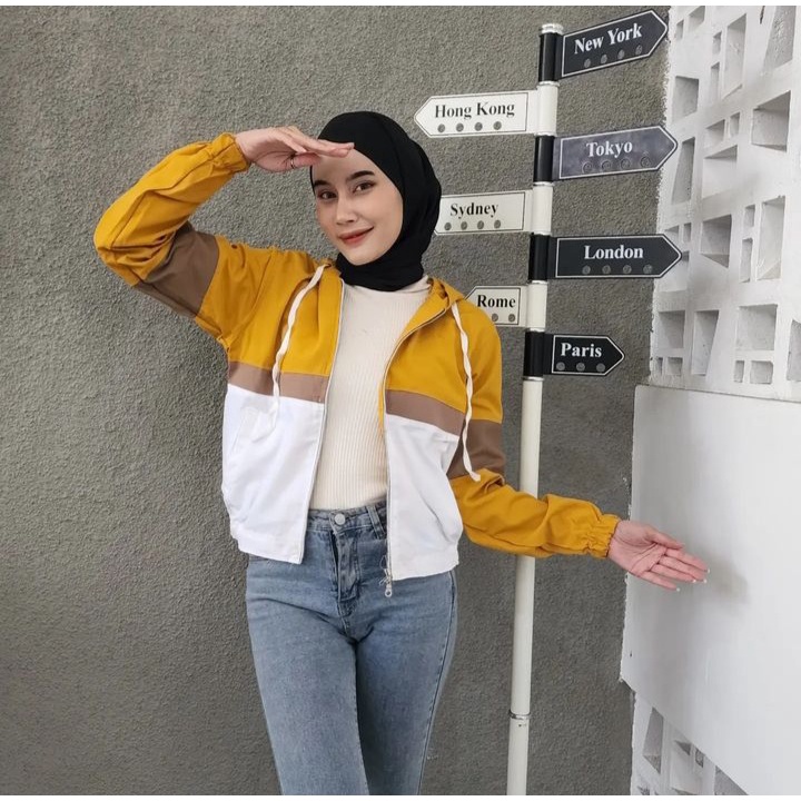 MIKE Jacket Sweater Wanita Oversize Pakian Outerwear Gaya Kasual Modern Fashion Kekinian Bahan Bbaby Kanvas