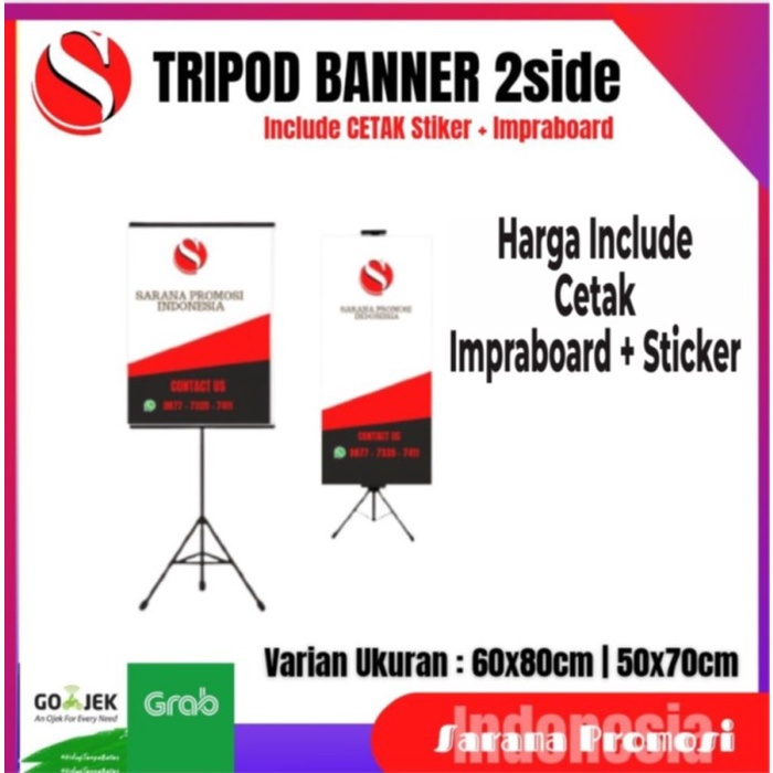 Impraboard Tripod Banner Include Cetak Impraboard Dan Stiker