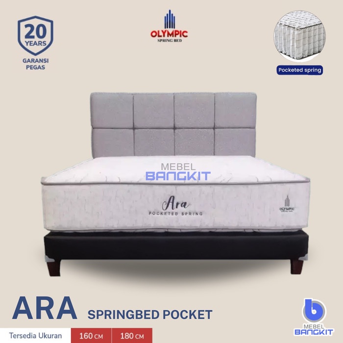 +%+%+%] Spring Bed Ara Pocket Olympic Kasur/SET 160x200 Matras Garansi 10 Thn