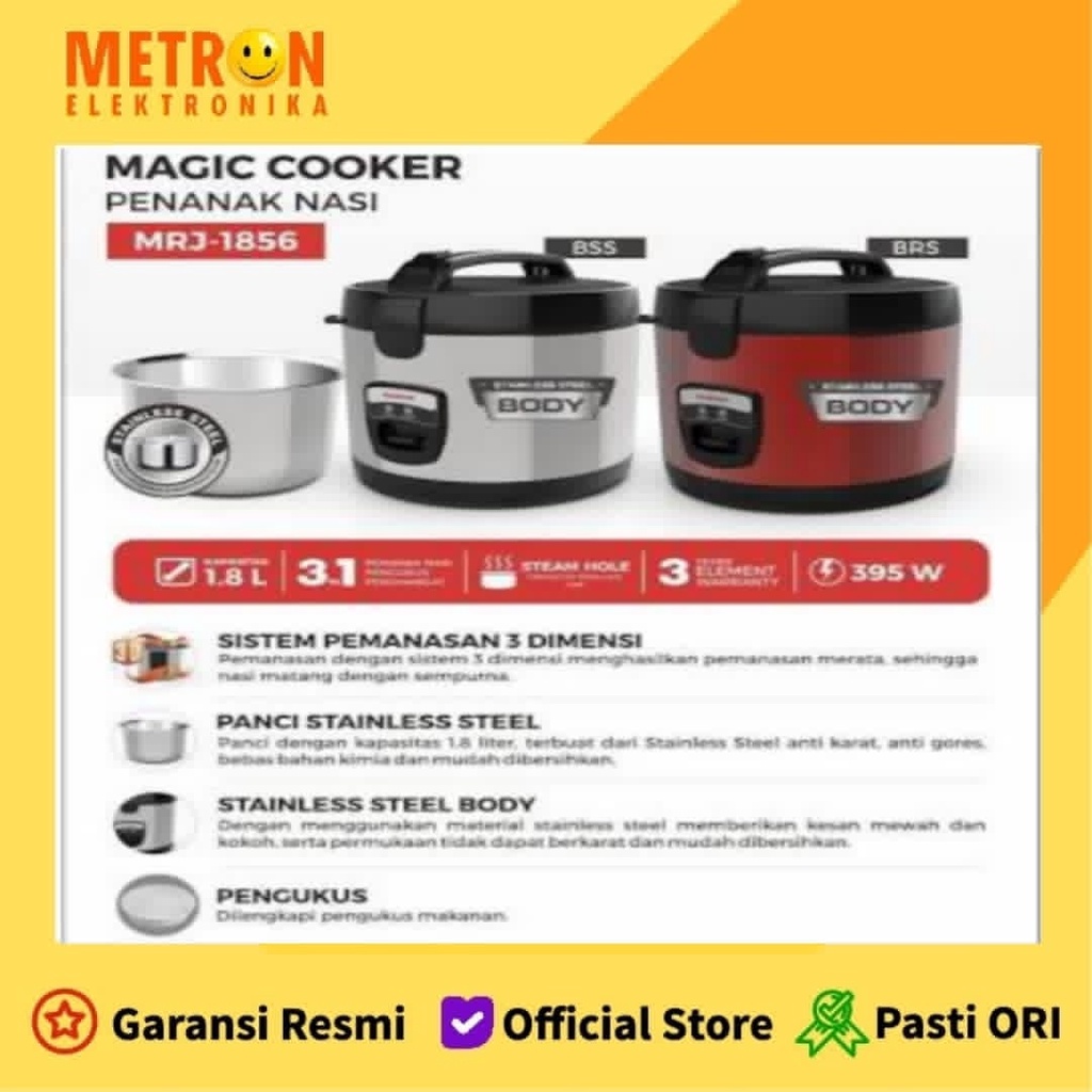 MASPION MRJ 1856 BRS RED MAGIC COM 1.8 LITER PANCI STAINLESS STEEL / MRJ1856BRS