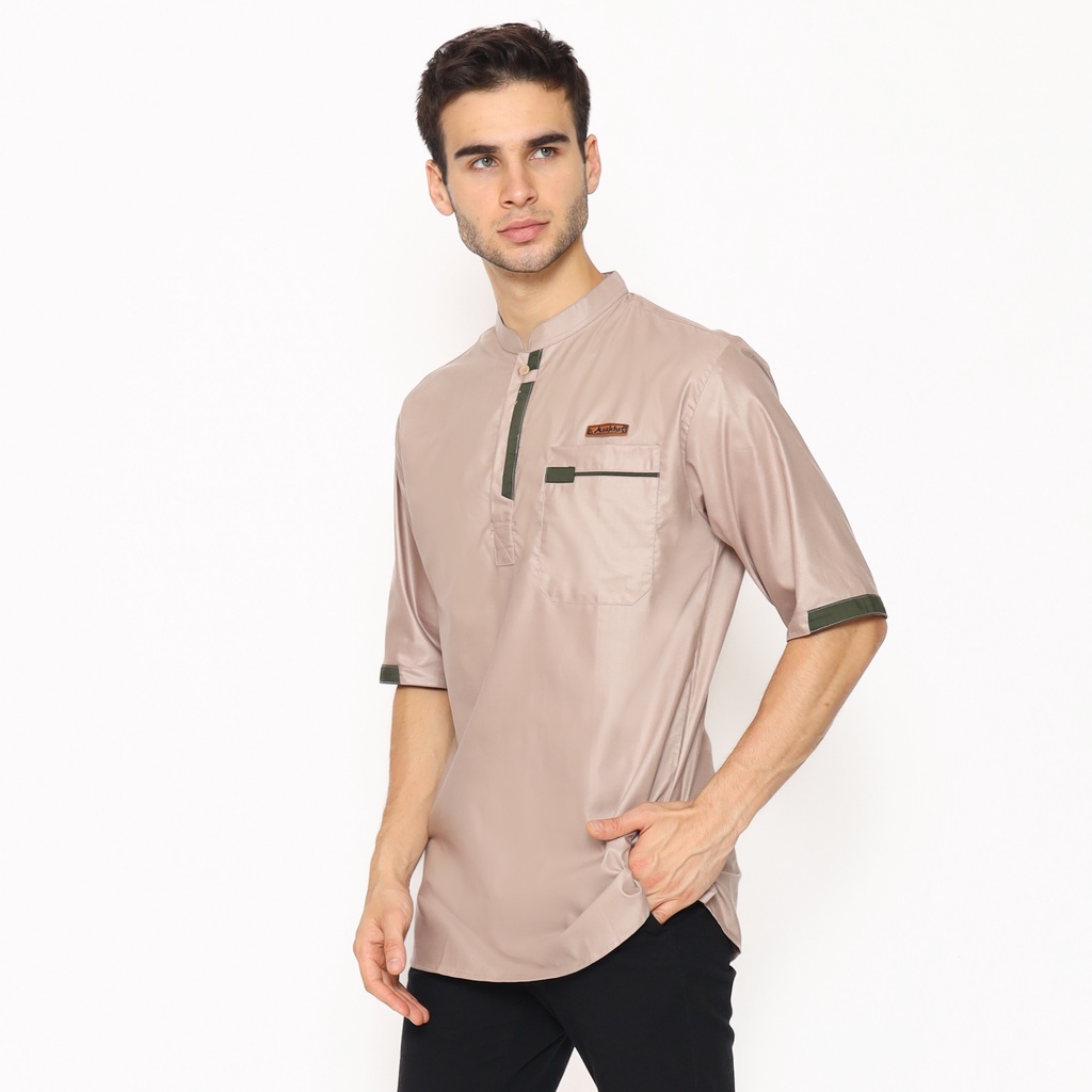 Asakhi - Baju Koko Kurta Pria Lengan Pendek Motir Arzad Warna Putih M L XL