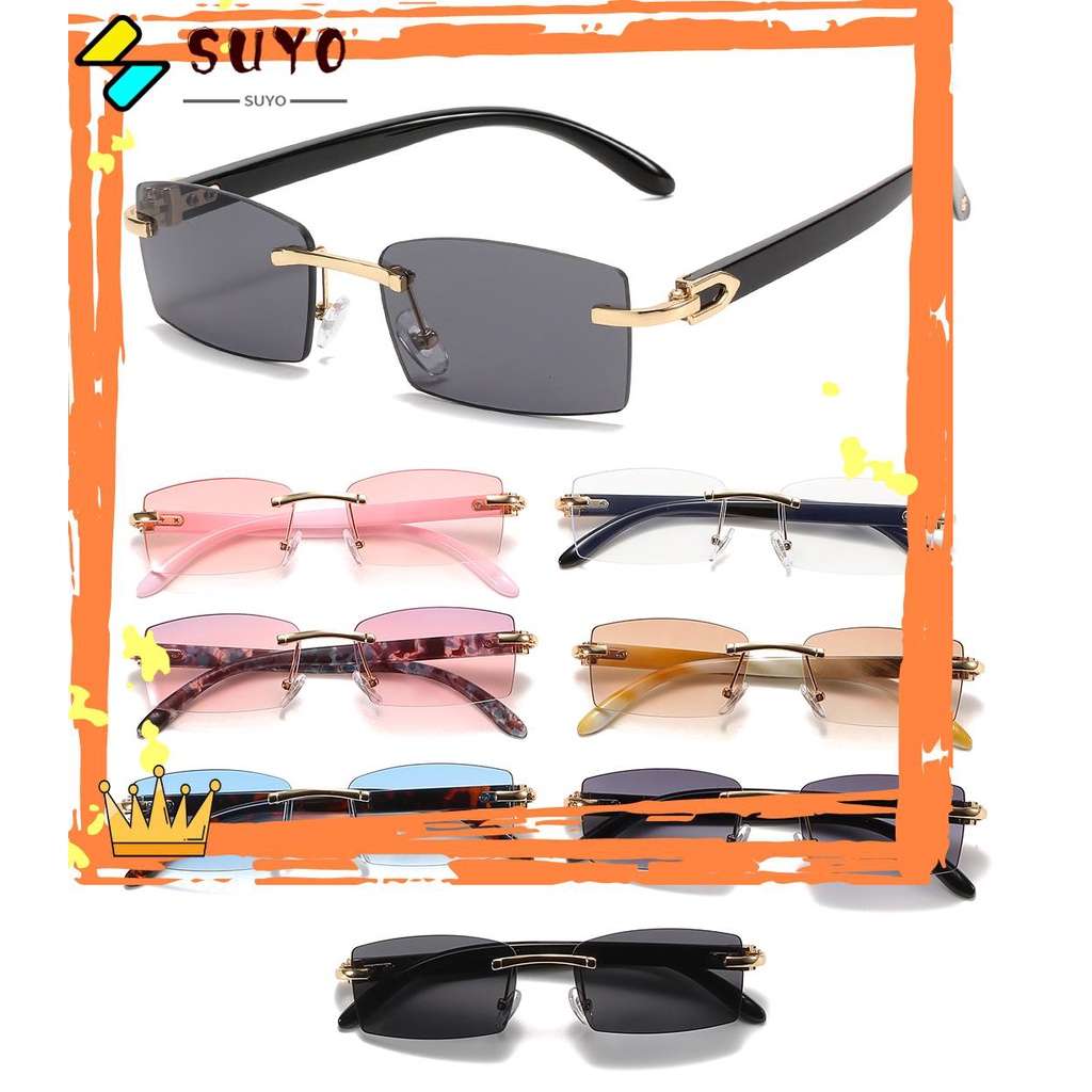 Suyo Punk Kacamata Hitam Trendy Gradasi UV400 Fashion Shades