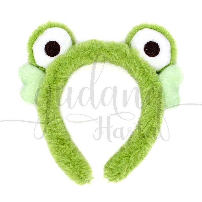 Bando Anak Fluffy Frog Headband Motif Katak Hijau Bandana Simple GH 211146