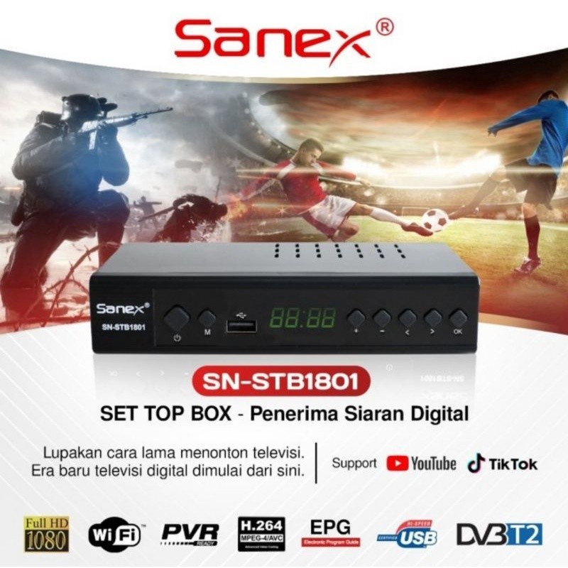 Trend-SET TOP BOX STB SANEX SN-STB1801 TV DIGITAL FULL HD. HDMI RCA USB WIFI