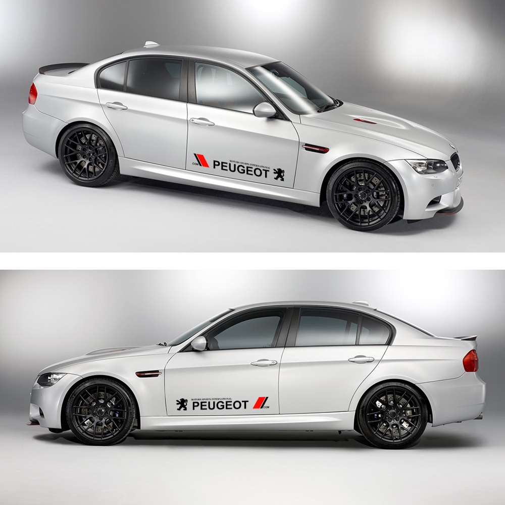 PEUGEOT 2pcs Stiker Sisi Pintu Mobil Stiker Body Decals Logo Mobil Decal Styling Untuk Peugeot308 206 208 3008 508 408 207 406 405 407 2008 5008 306 307 RCZ Aksesoris