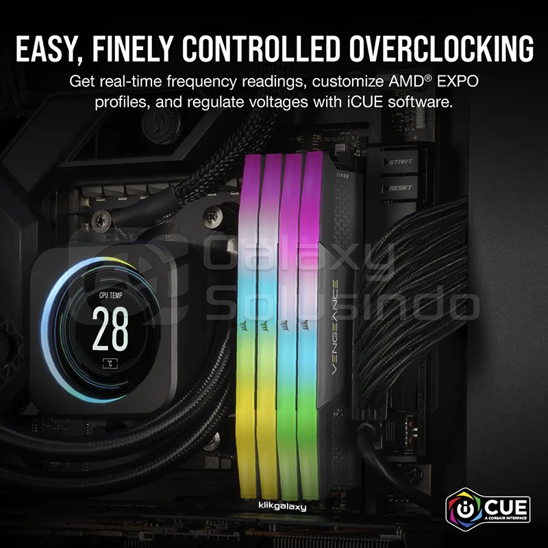 Corsair Vengeance RGB 32GB (2 x 16GB) DDR5 6000MHz C30 - Black CMH32GX5M2B6000Z30K Memory RAM