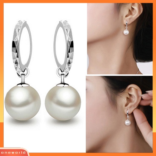 [WONE] Wanita's Elegan Mutiara Imitasi Menjuntai Eardrop Ear Hoop Earrings Perhiasan Pesona