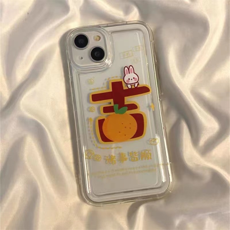 IPHONE Casing Ponsel Lembut Kaya Tahun Baru Kompatibel Untuk Iphone14 13 12 11 Pro XS Max X XR Casing Transparan Shockproof7 8 6 6S Plus Cover TPU