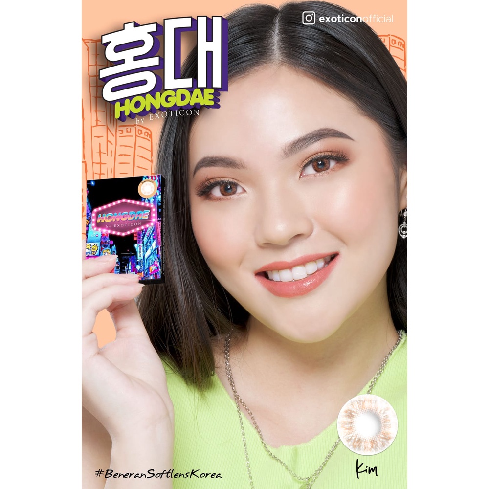 ❤️ Popcollections ❤️ Softlens X2 HONGDAE 14.5mm NORMAL By EXOTICON  / Free Lenscase / Softlen Soflen