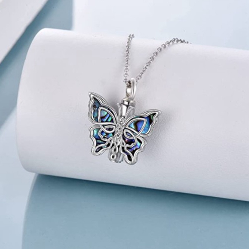 Kalung Guci Kupu Untuk Abu Orang Tersayang 925 Sterling Silver Cremation Celtic Butterfly Perhiasan Wanita