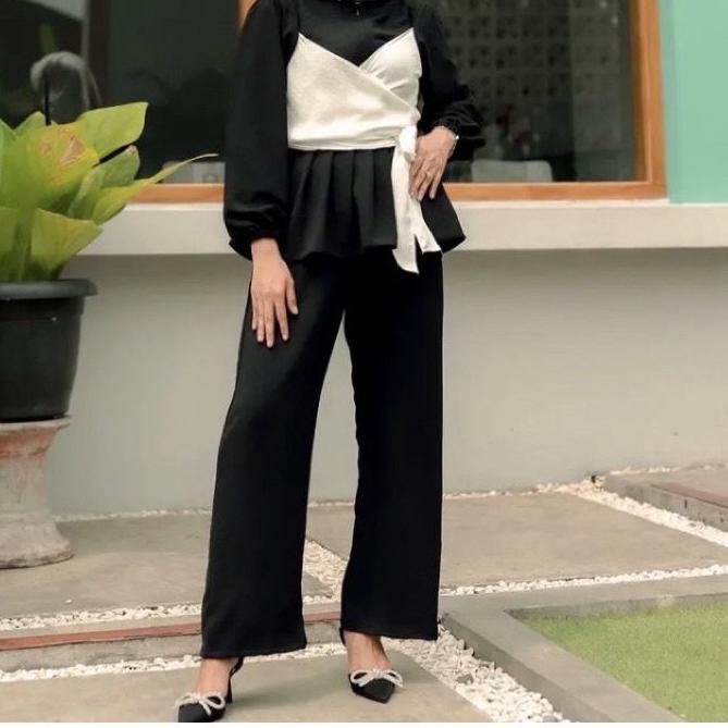 TERLARIS BRANDS FESTIVAL LESTI Set Crinkle Airflow LD 110 - Setelan Polos Lesti / One set lesti / Se