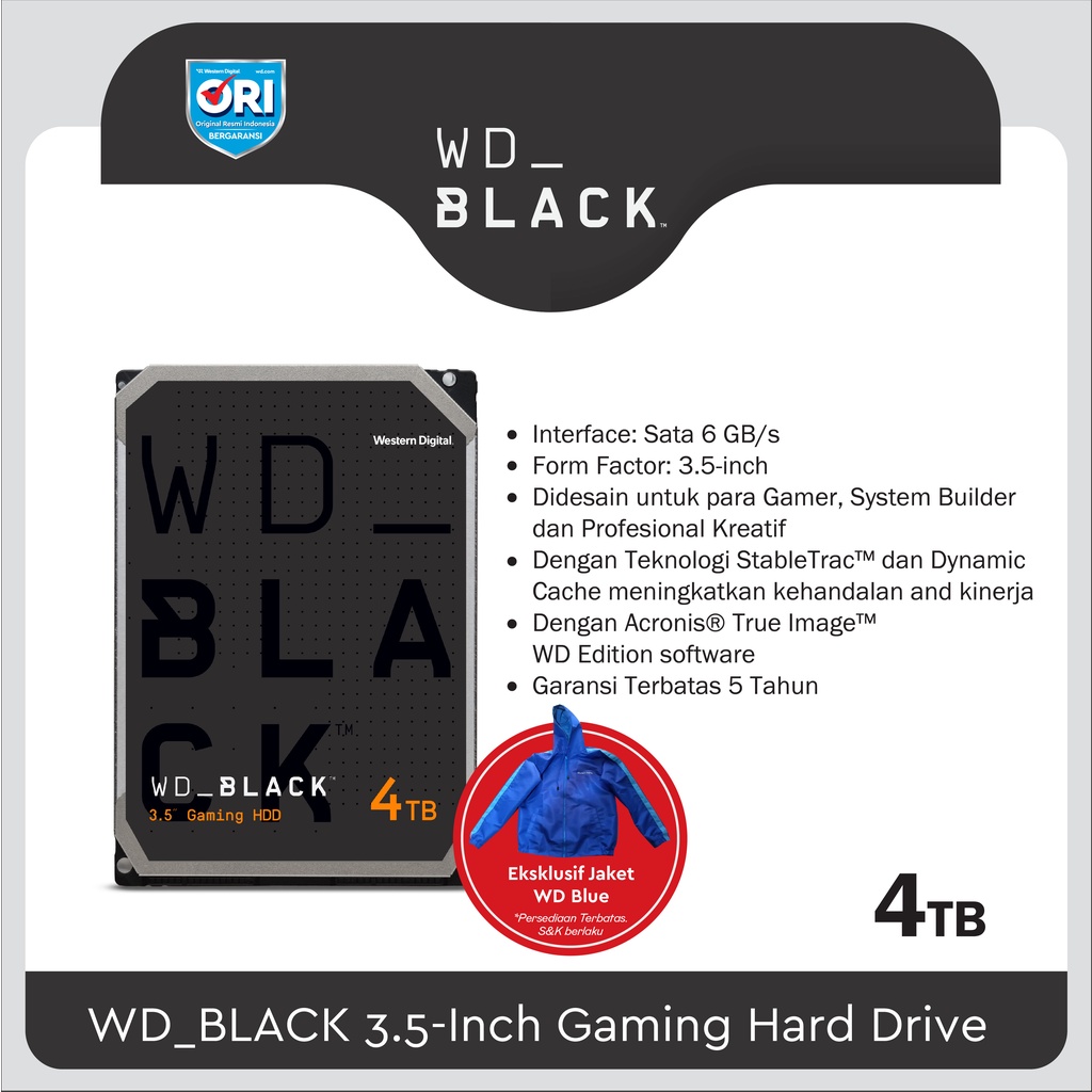 Harddisk HDD WDC 4TB SATA BLACK - Hardisk WD BLACK 4TB 3.5 Inch SATA